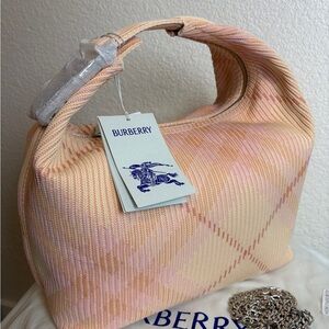 Burberry Pink and Cream peg bag medium NWT